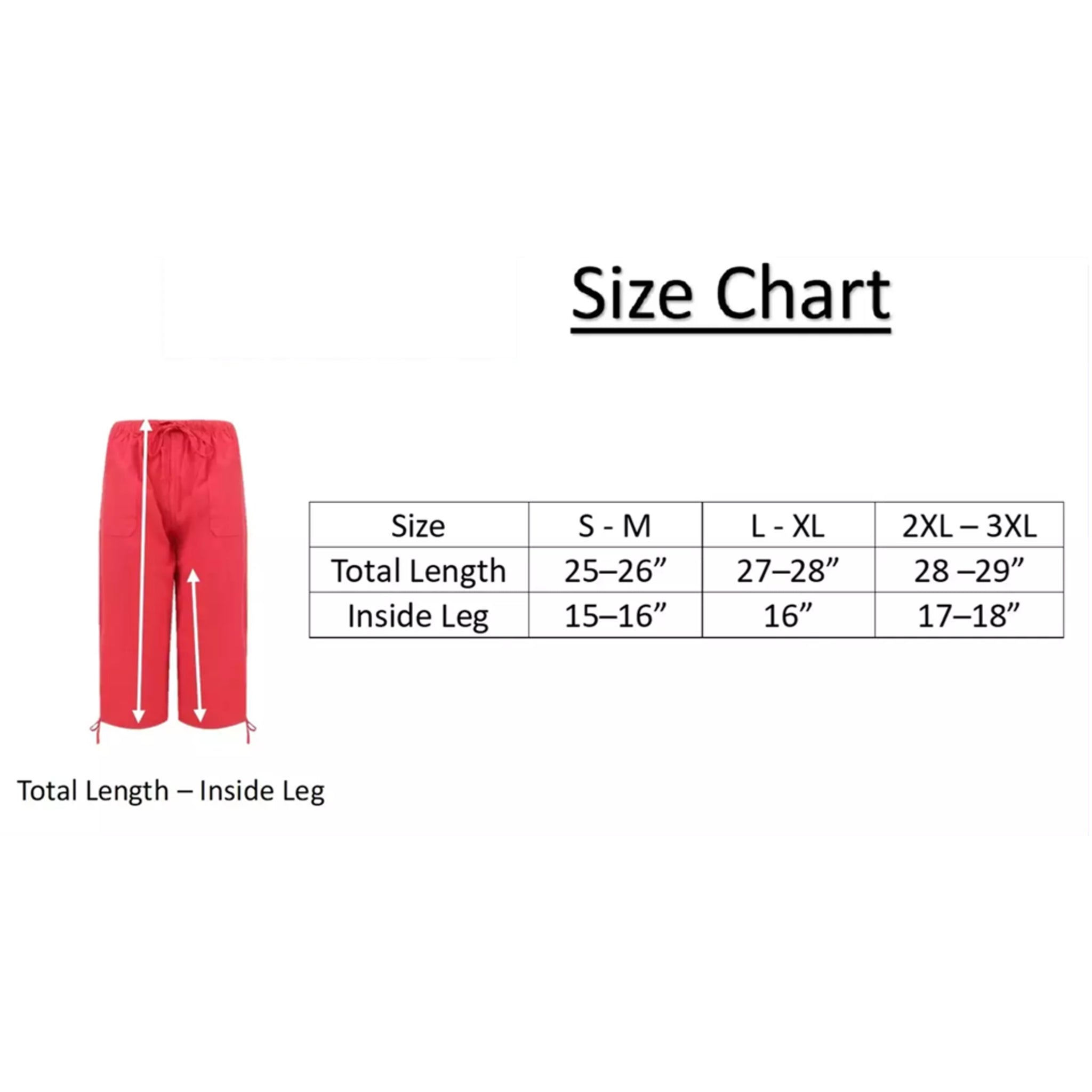 Ladies 3/4 pedal shorts in red – lightweight cropped summer trousers with drawstring waist and pockets, casual capri pants.